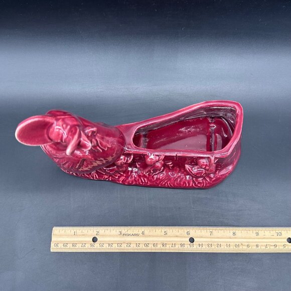 Vintage Duck Planter Mid Century Red Ducklings Kitschy Spring Easter Maroon - Picture 11 of 11